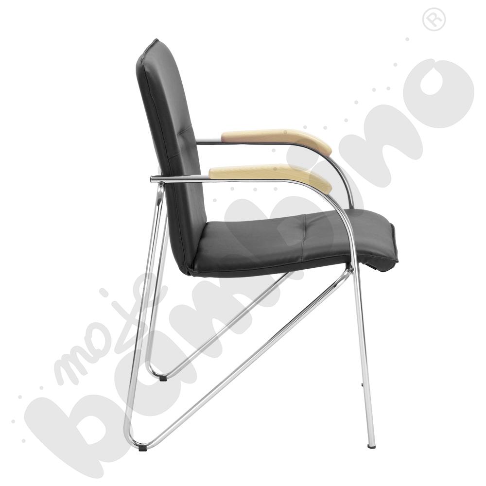 Krzesło Samba 4L czarne z drewnianym podłokietnikiem
