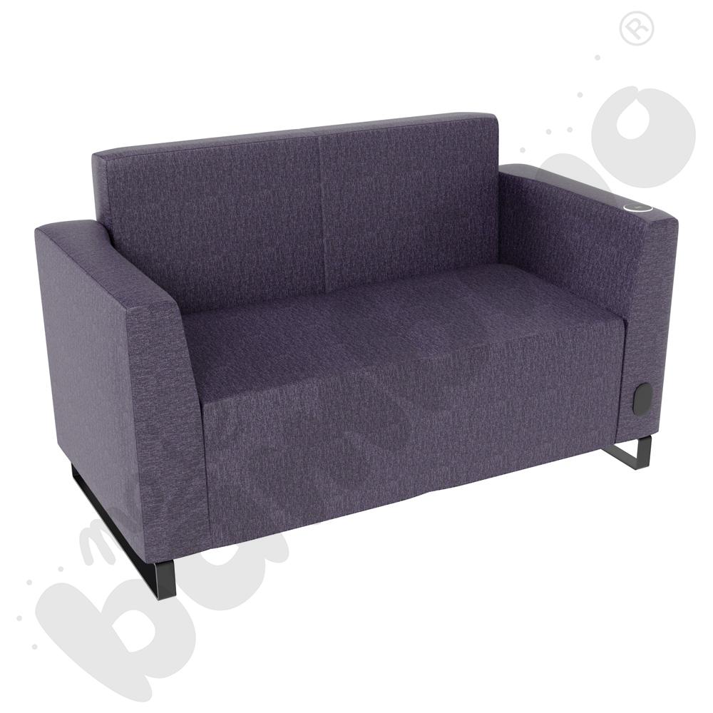Sofa Universum 2-os. wys. 82 cm, 2 boki niskie, prawy z gniazdkiem elektrycznym i indukcją, tkanina RO16
