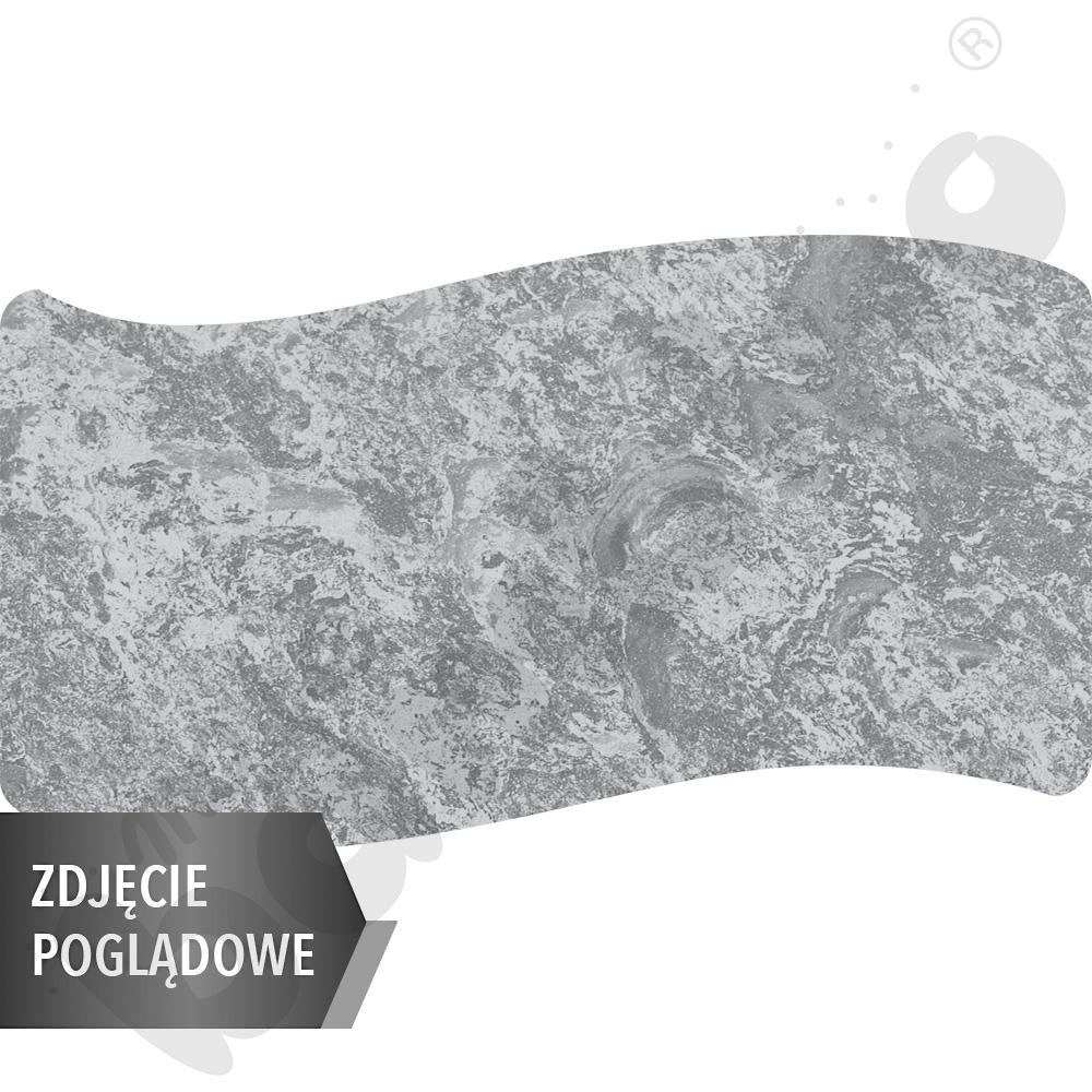 Stół Cichy prostokąt falisty 140x72, blat szary, narożniki zaokrąglone, rozm. 5 z dwoma kółkami