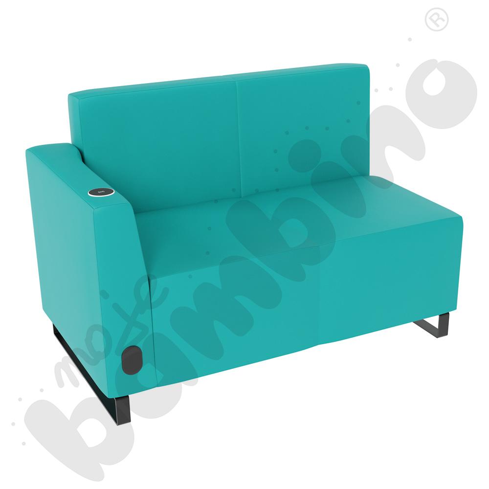 Sofa Universum 2-os. wys. 82 cm, bok niski lewy z gniazdkiem elektrycznym i indukcją, tkanina MT11