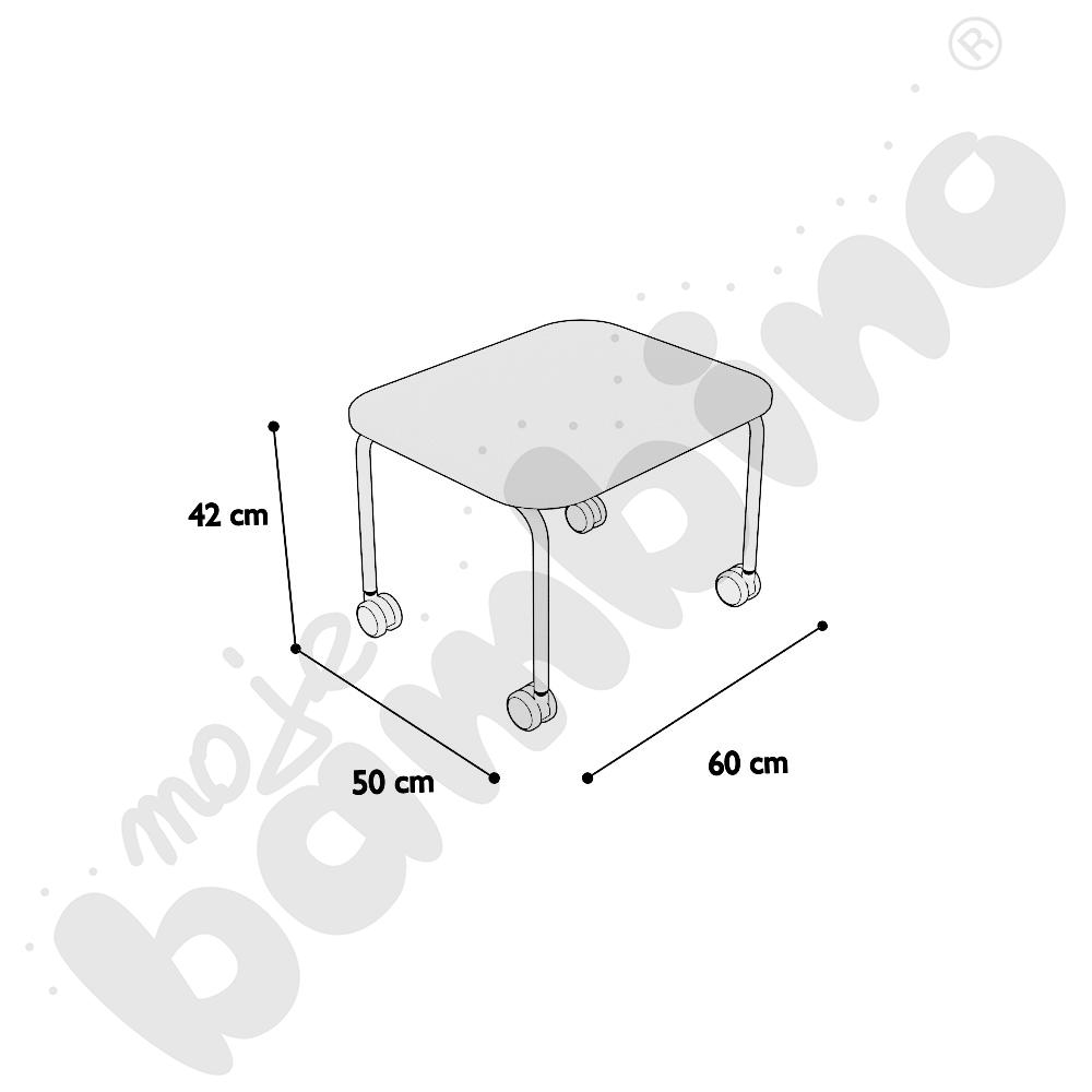 Stolik Versa niski z kółkami na miękką powierzchnię, stelaż jasnoszary, blat jasnoszary