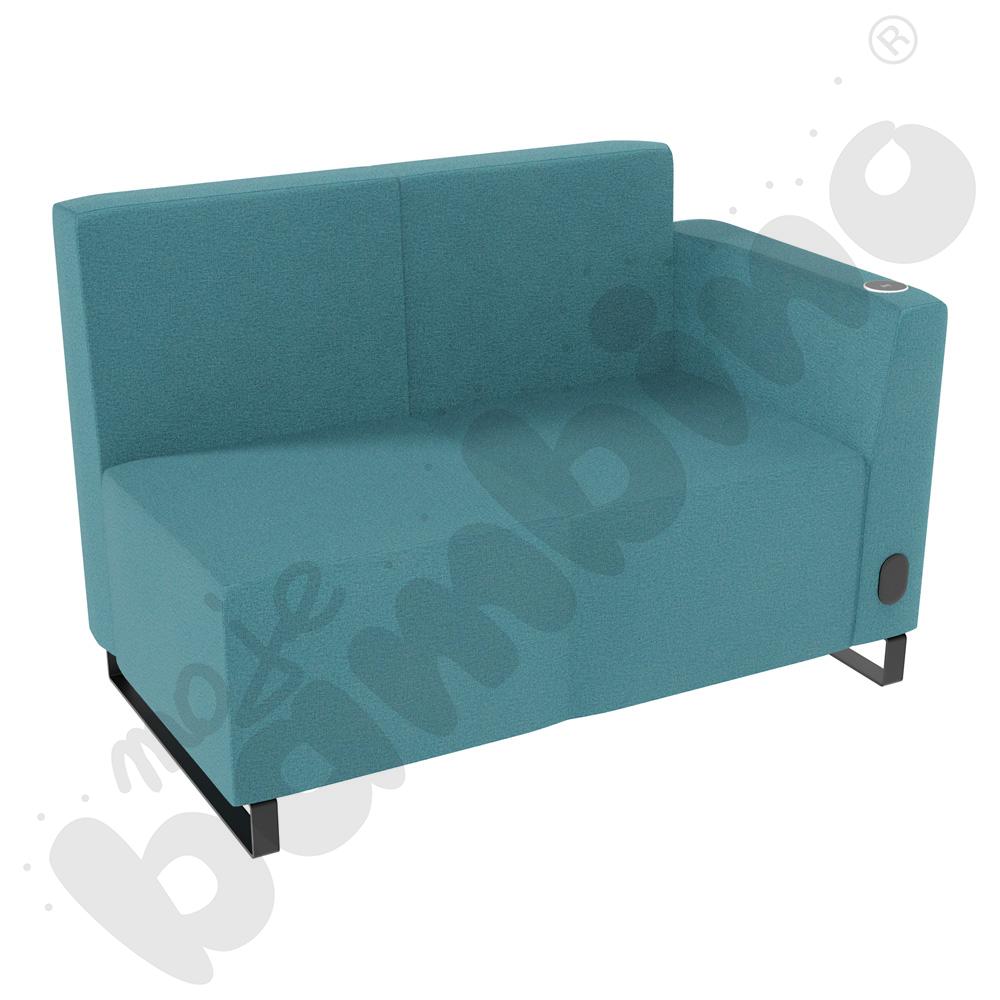 Sofa Universum 2-os. wys. 82 cm, bok niski prawy z gniazdkiem elektrycznym i indukcją, tkanina KG09