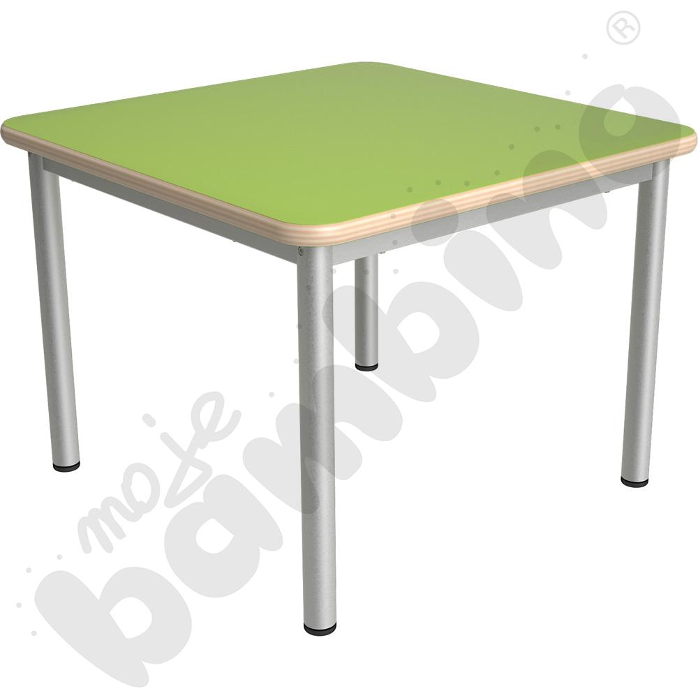 Stół Mila kwadratowy 70x70, HPL - jasnozielony, zaokrąglony, rozm. 2