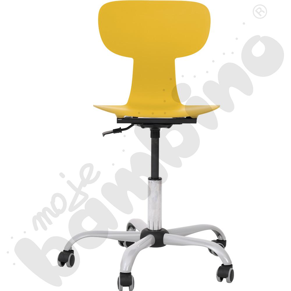 Krzesło Ergo obrotowe na kółkach żółte