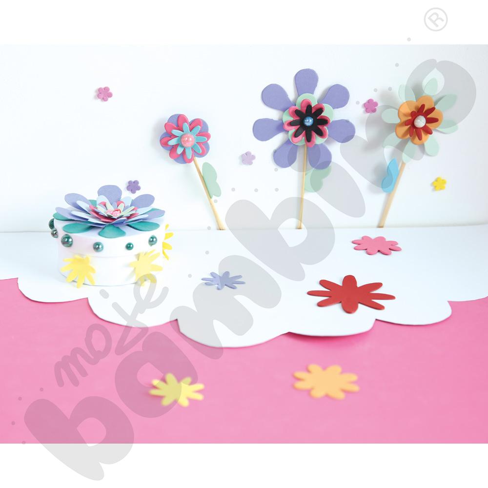 Tekturowe kwiatuszki - mix kolorów i kształtów