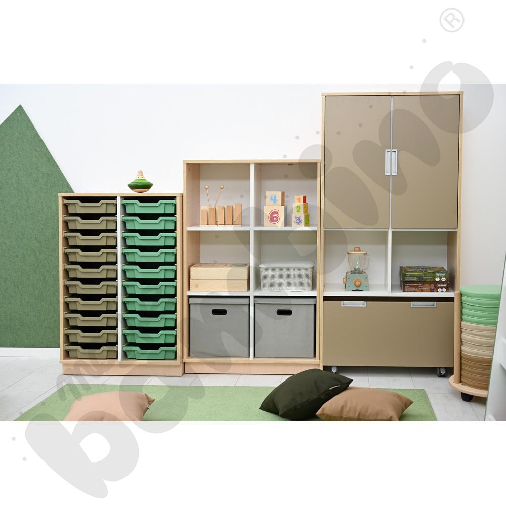 Quadro - regał L z przegrodą i 2 półkami, klon jasny