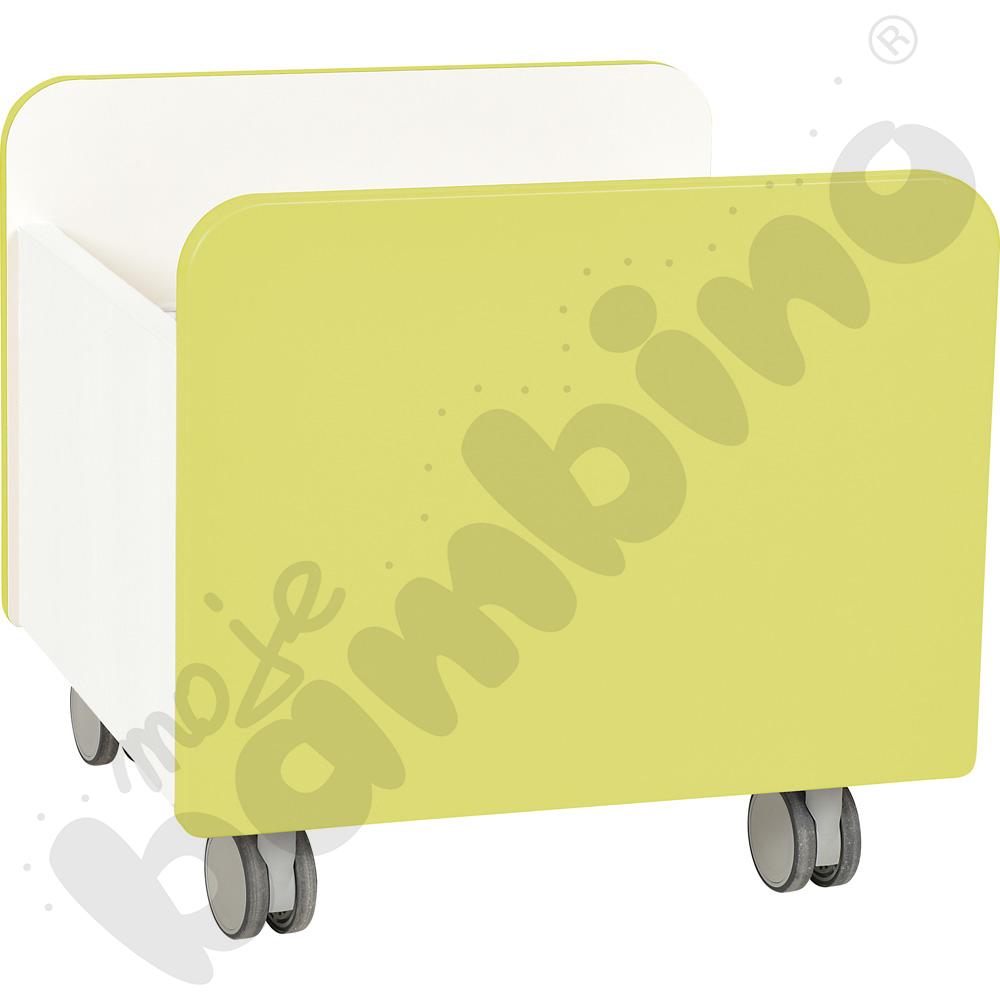 Quadro - pojemnik na kółkach średni, limonkowy - biała skrzynia