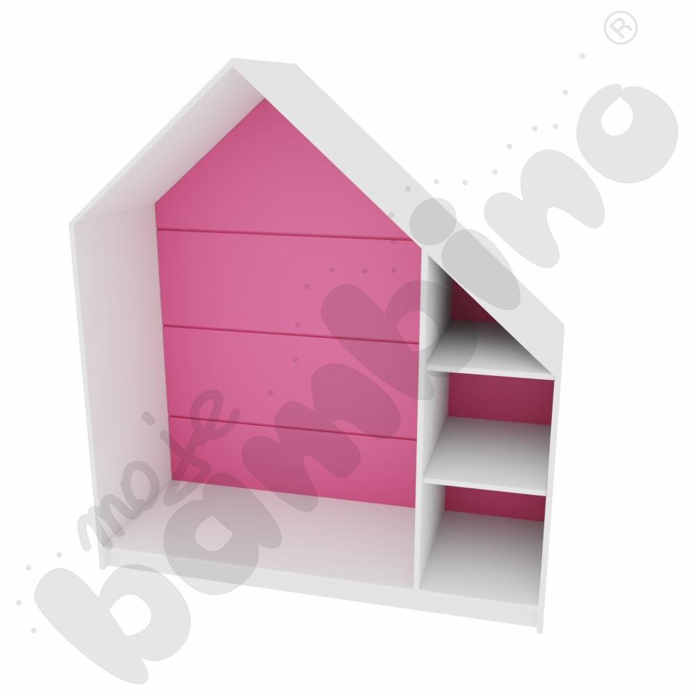 Quadro - szafka-domek z 2 półkami, skrzynia biała, jasnoróżowa