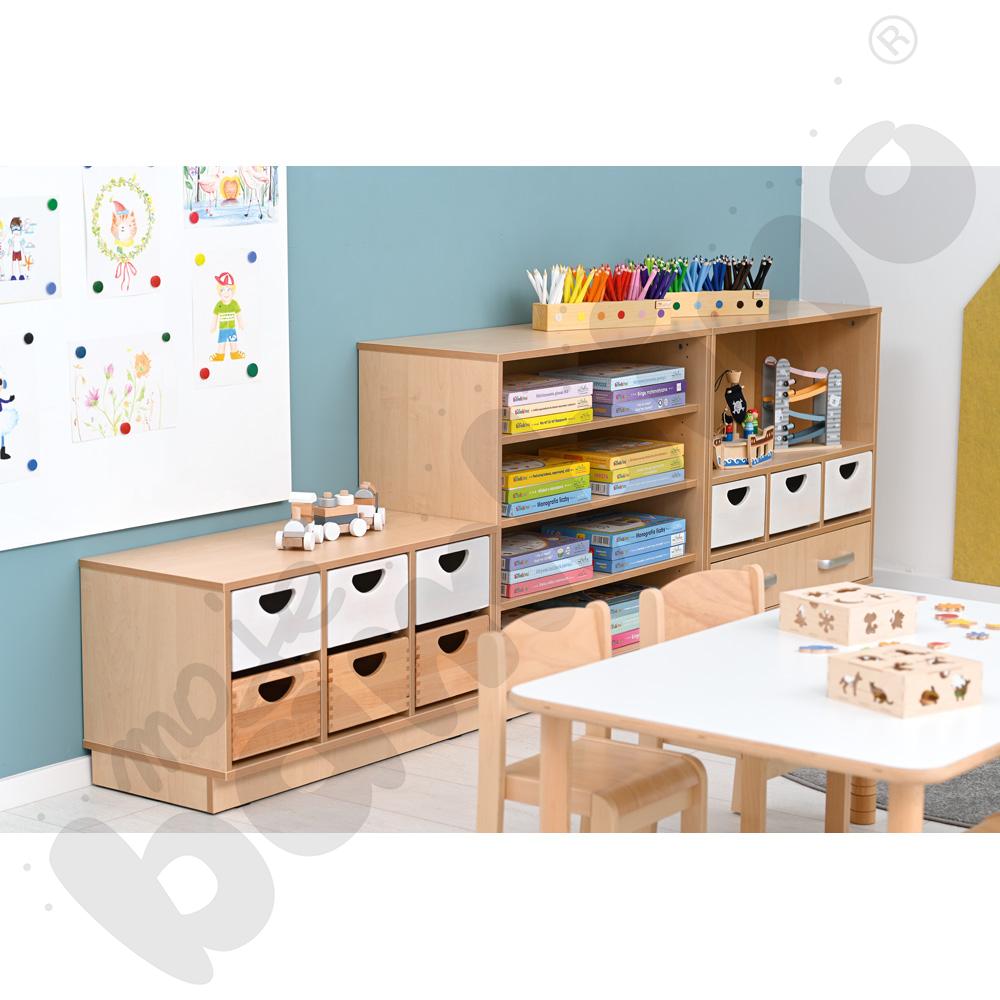 Szafka Flexi D z 3 półkami na cokole, brzoza