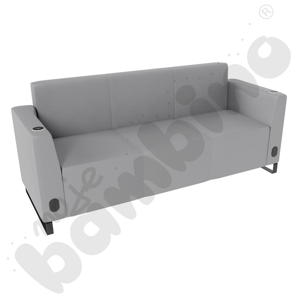Sofa Universum 3-os. wys. 82 cm, 2 boki niskie, oba z gniazdkiem elektrycznym i indukcją, tkanina MT02
