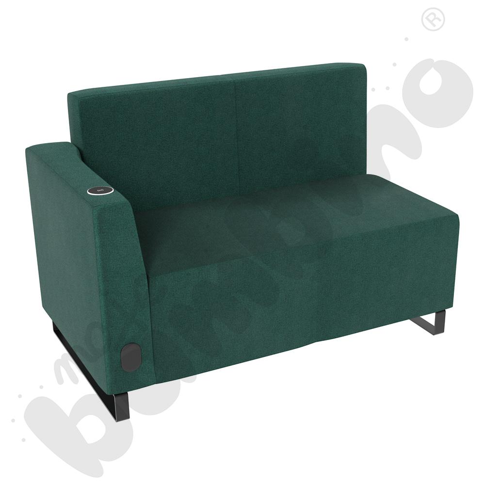 Sofa Universum 2-os. wys. 82 cm, bok niski lewy z gniazdkiem elektrycznym i indukcją, tkanina KG10