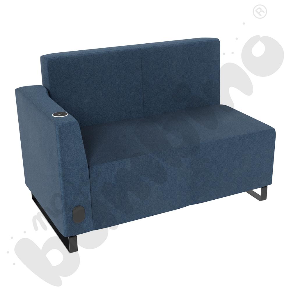 Sofa Universum 2-os. wys. 82 cm, bok niski lewy z gniazdkiem elektrycznym i indukcją, tkanina KG06
