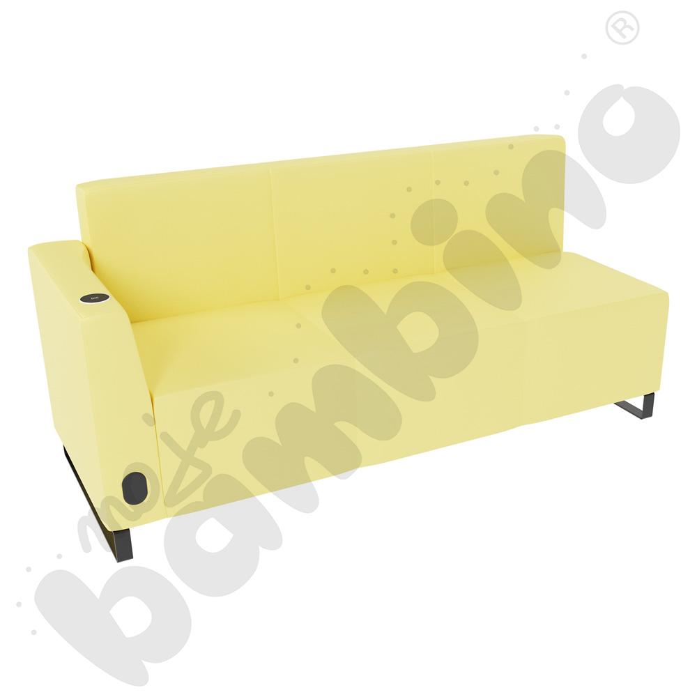 Sofa Universum 3-os. wys. 82 cm, bok niski lewy z gniazdkiem elektrycznym i indukcją, tkanina MT10
