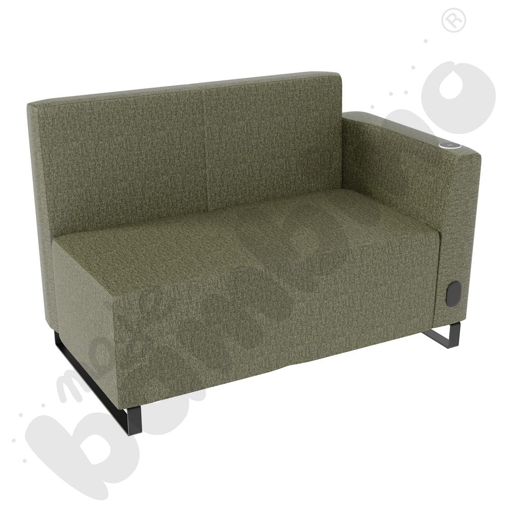 Sofa Universum 2-os. wys. 82 cm, bok niski prawy z gniazdkiem elektrycznym i indukcją, tkanina RO27