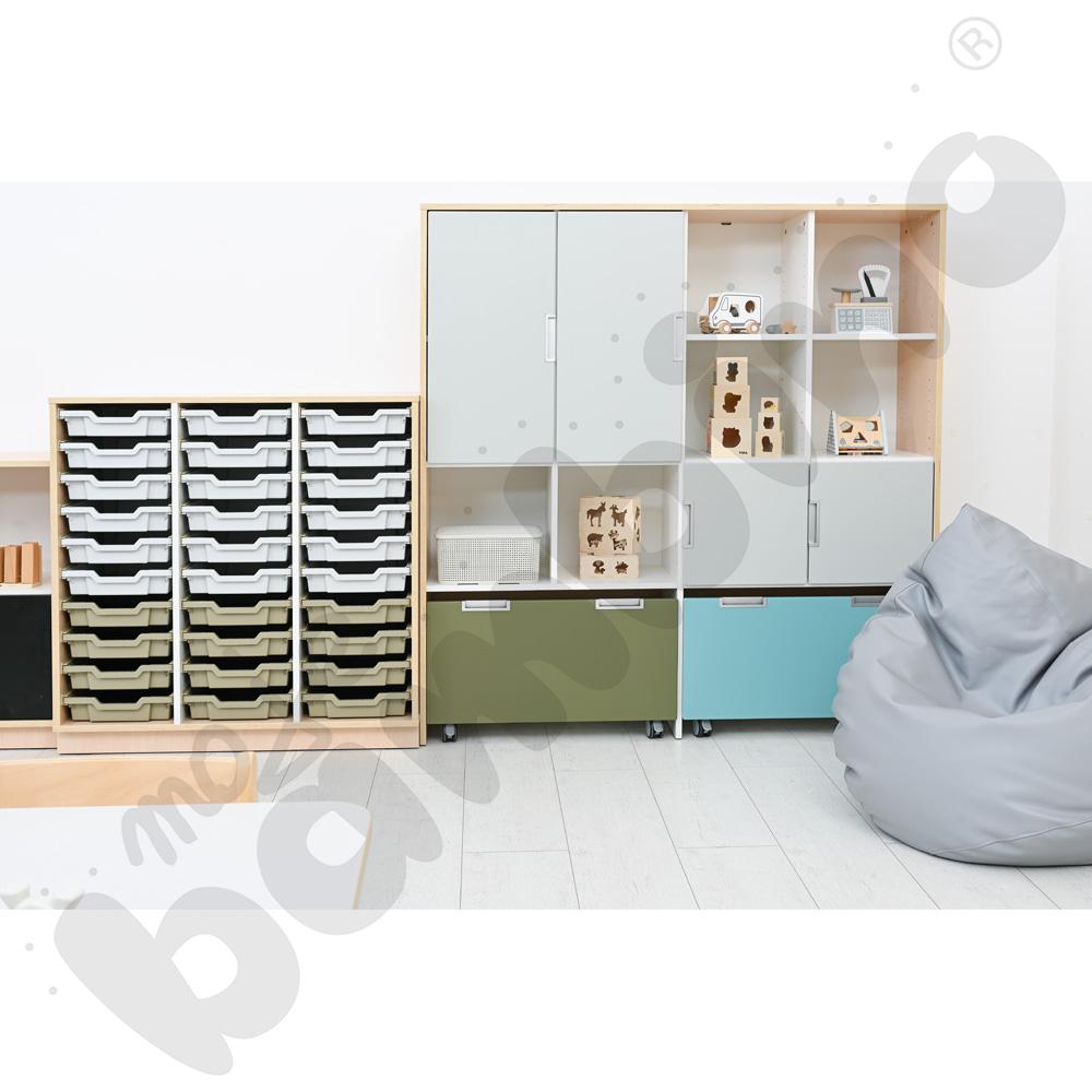 Quadro - szafka M+ na plastikowe pojemniki - z 2 przegrodami, klon jasny Quadro - szafka M+ na plastikowe pojemniki - z 2 przegrodami, klon jasny