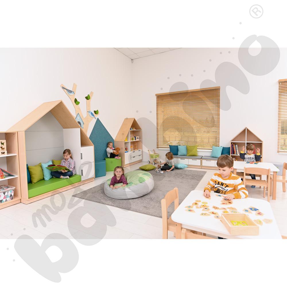 Quadro - szafka-domek z 2 półkami, skrzynia klon jasny,szara