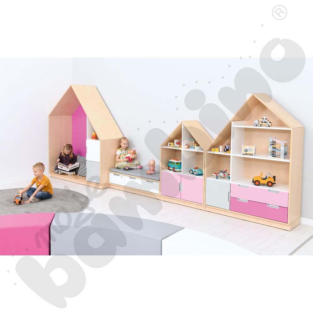 Quadro - szafka-domek z 3 półkami i na 4 szerokie szuflady, skrzynia klon jasny Quadro - szafka-domek z 3 półkami i na 4 szerokie szuflady, skrzynia klon jasny