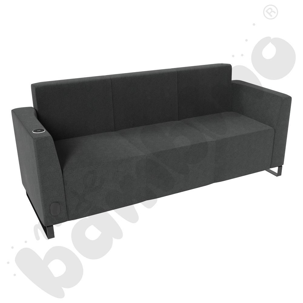 Sofa Universum 3-os. wys. 82 cm, 2 boki niskie, lewy z gniazdkiem elektrycznym i indukcją, tkanina KG37