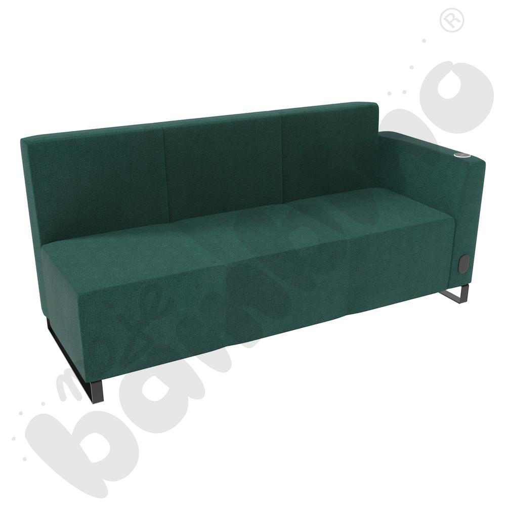 Sofa Universum 3-os. wys. 82 cm, bok niski prawy z gniazdkiem elektrycznym i indukcją, tkanina KG10