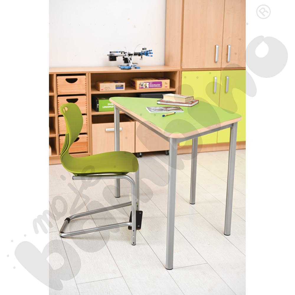 Stół Mila trapezowy 120x70x60x70, HPL - jasnozielony, zaokrąglony, rozm. 6