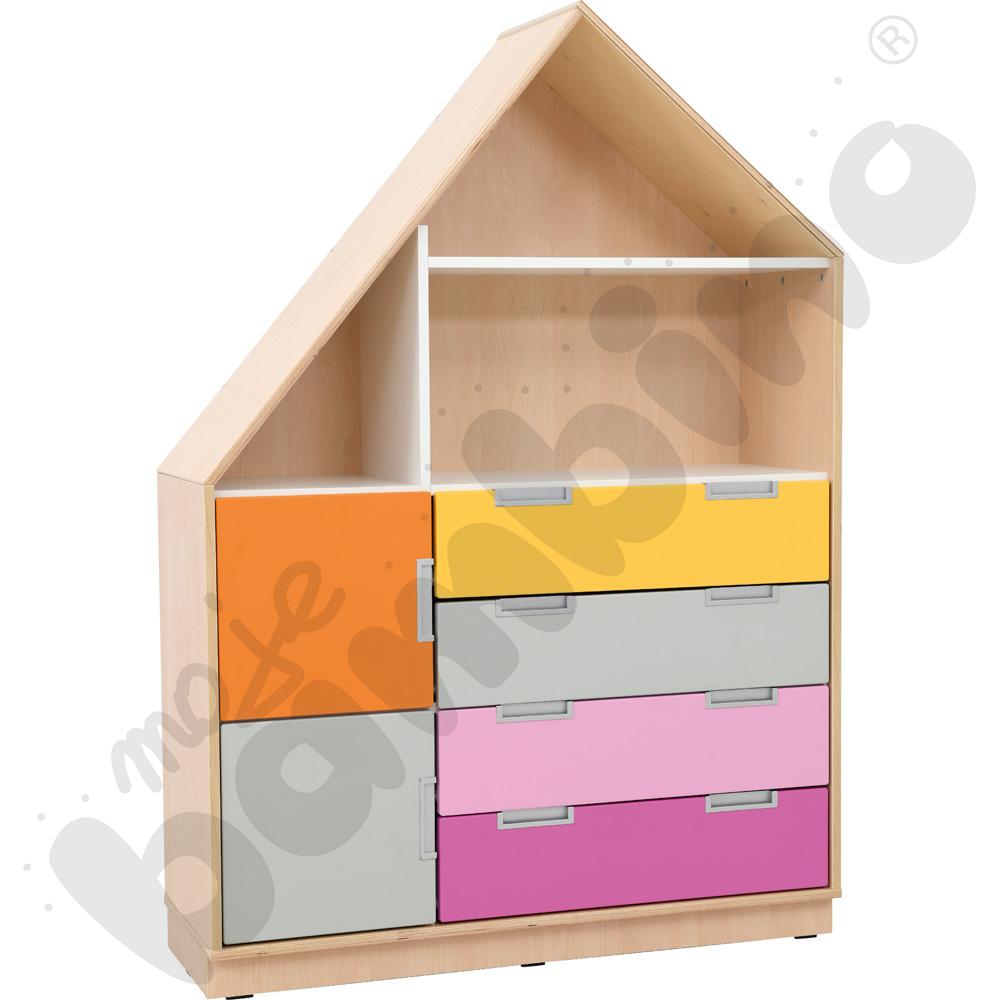 Quadro - szafka-domek z 3 półkami i na 4 szerokie szuflady, skrzynia klonowa