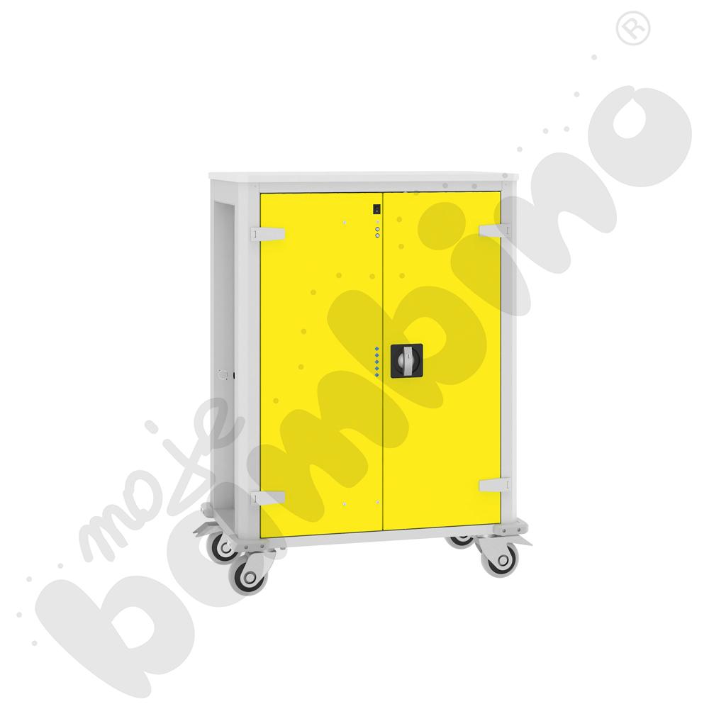 Wózek z lampą UV-C na 32 tablety, drzwi żółte