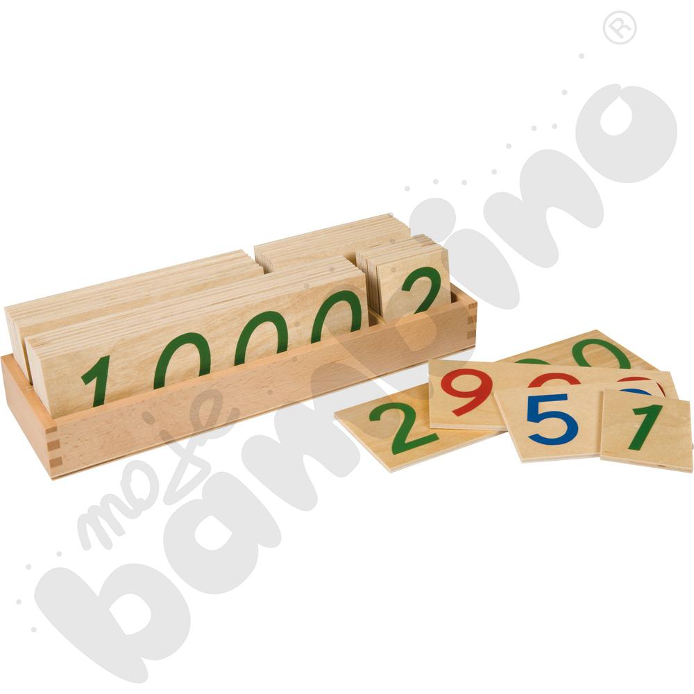 Drewniane karty z liczbami Montessori - duże, 1-9000