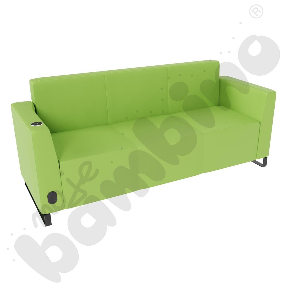 Sofa Universum 3-os. wys. 82 cm, 2 boki niskie, lewy z gniazdkiem elektrycznym i indukcją, tkanina MT14