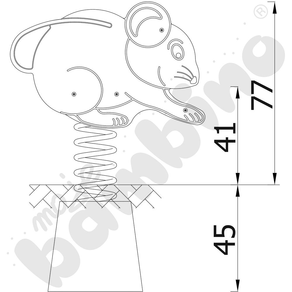Sprężynowiec Myszka na podstawie metalowej