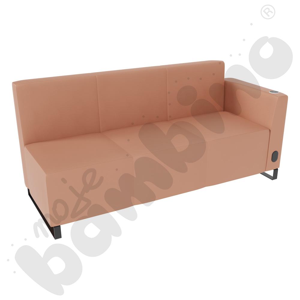 Sofa Universum 3-os. wys. 82 cm, bok niski prawy z gniazdkiem elektrycznym i indukcją, tkanina MT06