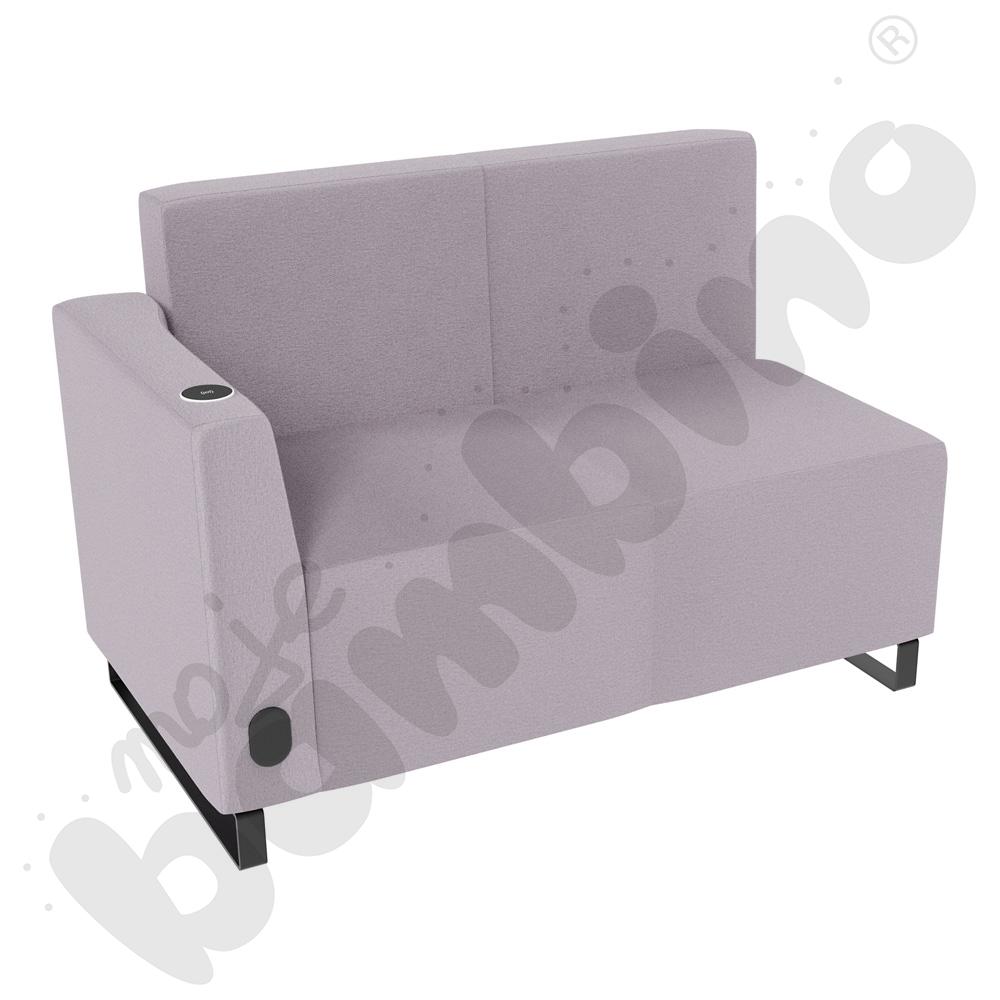 Sofa Universum 2-os. wys. 82 cm, bok niski lewy z gniazdkiem elektrycznym i indukcją, tkanina KG21