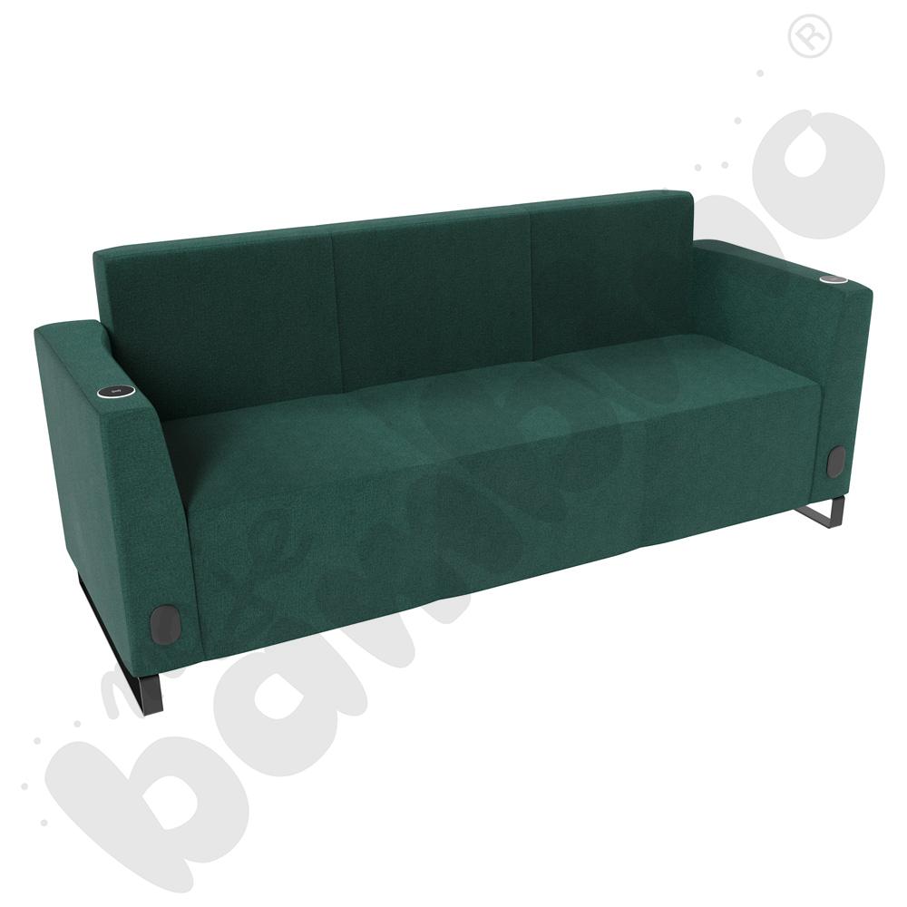 Sofa Universum 3-os. wys. 82 cm, 2 boki niskie, oba z gniazdkiem elektrycznym i indukcją, tkanina KG10