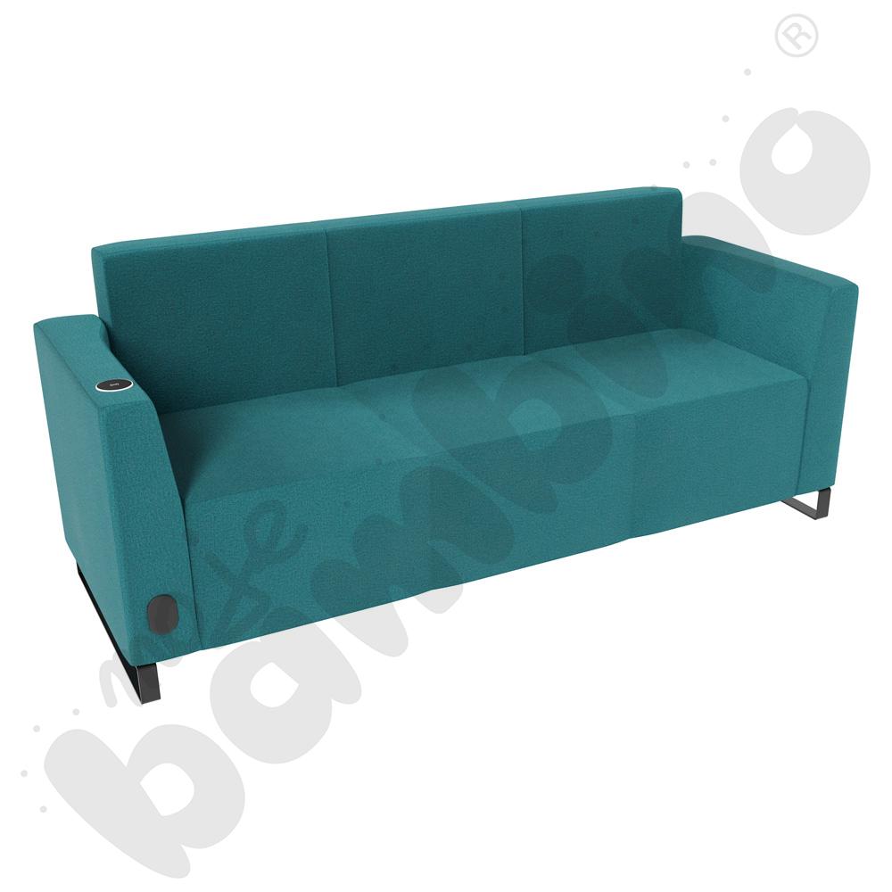 Sofa Universum 3-os. wys. 82 cm, 2 boki niskie, lewy z gniazdkiem elektrycznym i indukcją, tkanina KG08