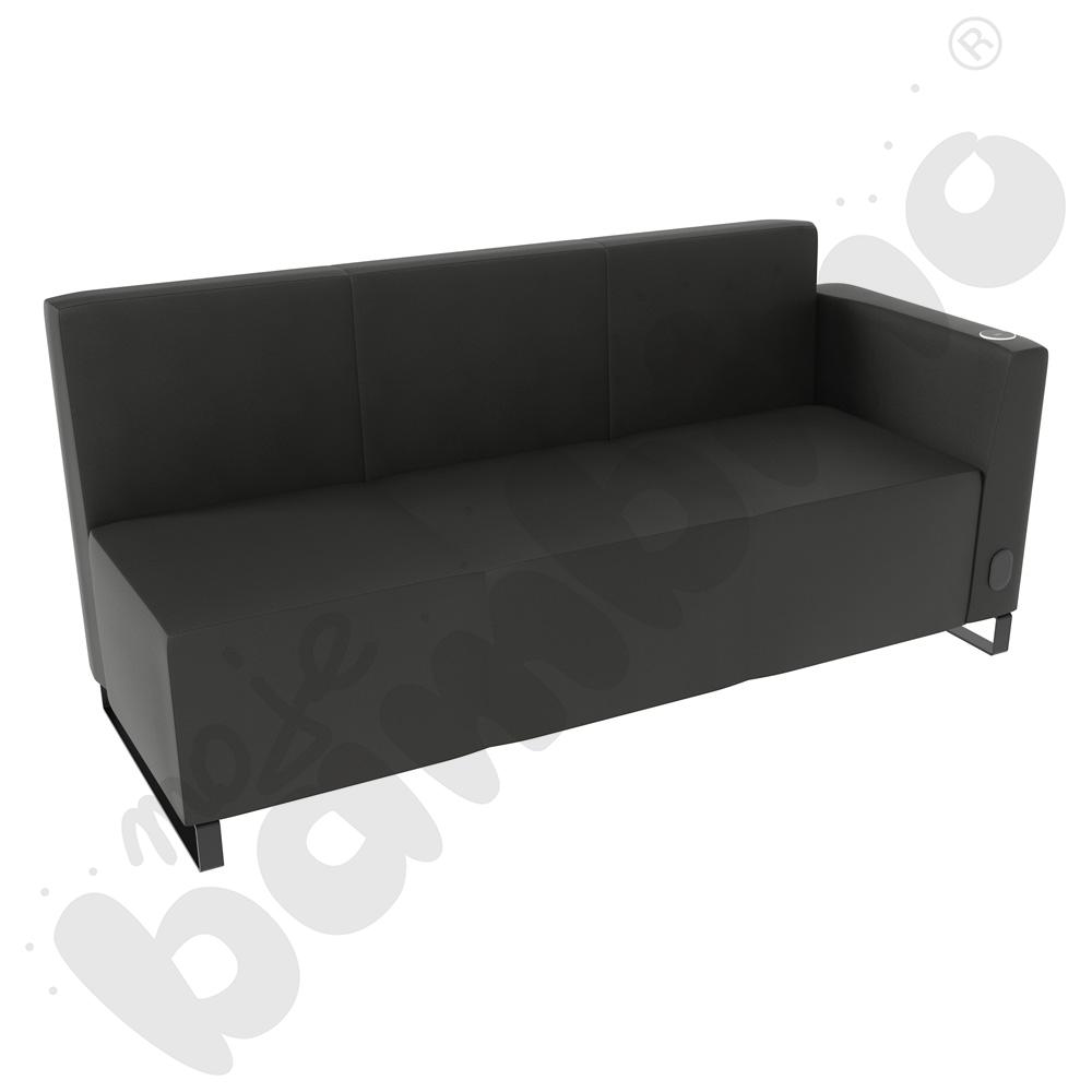 Sofa Universum 3-os. wys. 82 cm, bok niski prawy z gniazdkiem elektrycznym i indukcją, tkanina MT01