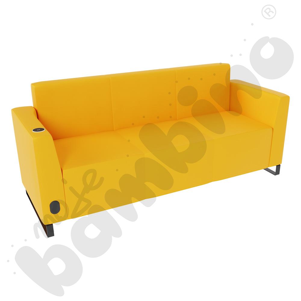 Sofa Universum 3-os. wys. 82 cm, 2 boki niskie, lewy z gniazdkiem elektrycznym i indukcją, tkanina MT09