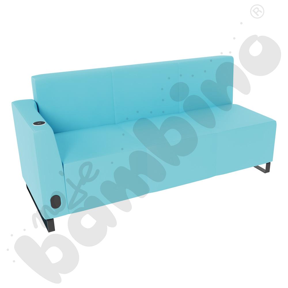 Sofa Universum 3-os. wys. 82 cm, bok niski lewy z gniazdkiem elektrycznym i indukcją, tkanina MT12