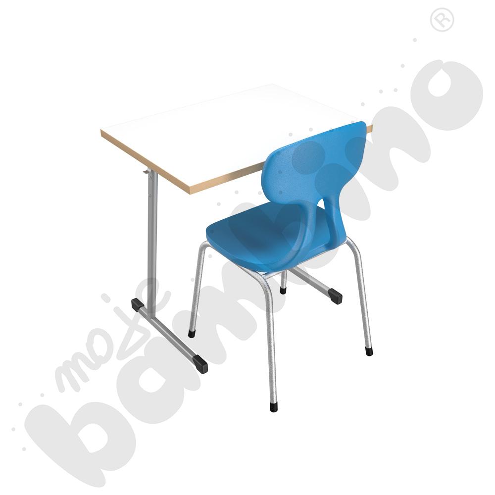 Stół T 1-os. biały z krzesłem Colores niebieskim, rozm. 5