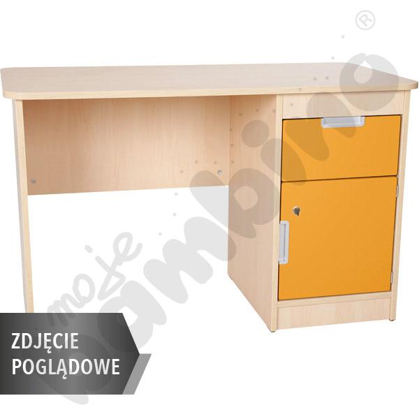 Quadro - biurko z szafką i 1 szufladą  - pomarańczowe, w białej skrzyni