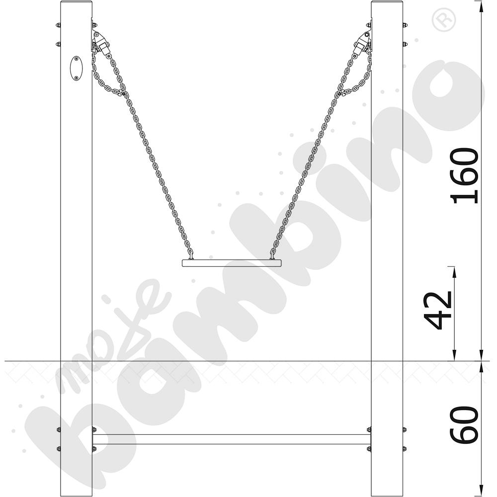 Huśtawka Robinio na słupach, zawiesie proste