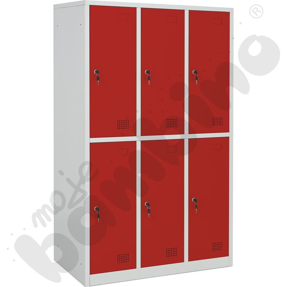 Szafa ubraniowa z 6 schowkami, 150 cm - drzwi czerwone