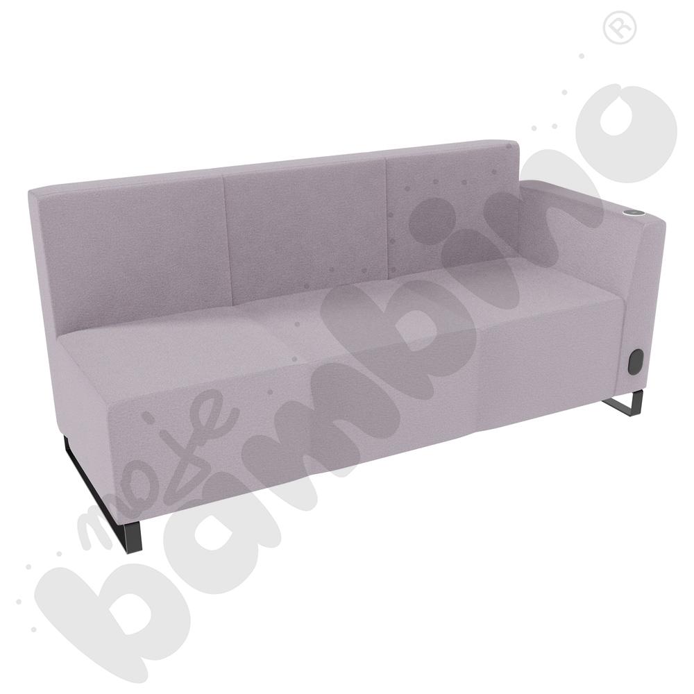 Sofa Universum 3-os. wys. 82 cm, bok niski prawy z gniazdkiem elektrycznym i indukcją, tkanina KG21
