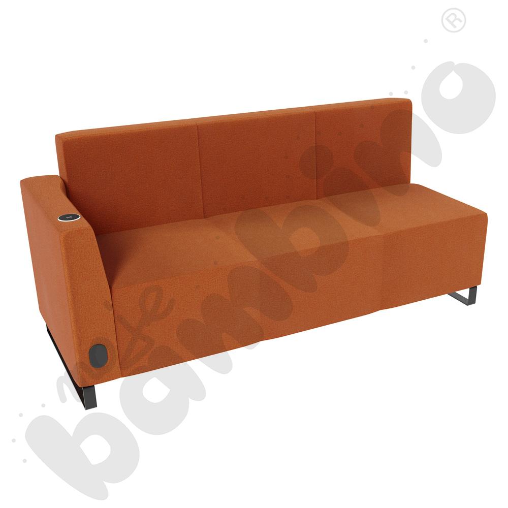 Sofa Universum 3-os. wys. 82 cm, bok niski lewy z gniazdkiem elektrycznym i indukcją, tkanina KG15