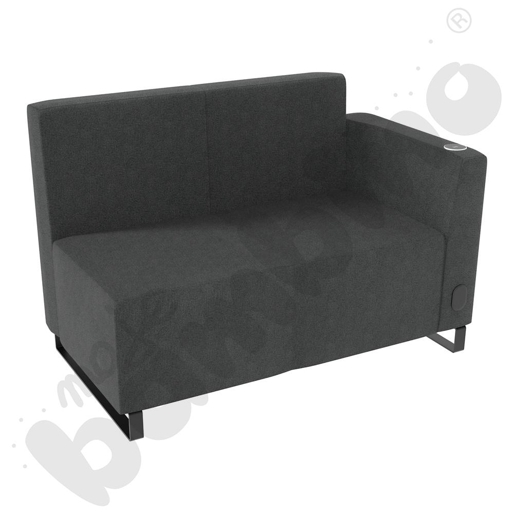 Sofa Universum 2-os. wys. 82 cm, bok niski prawy z gniazdkiem elektrycznym i indukcją, tkanina KG37