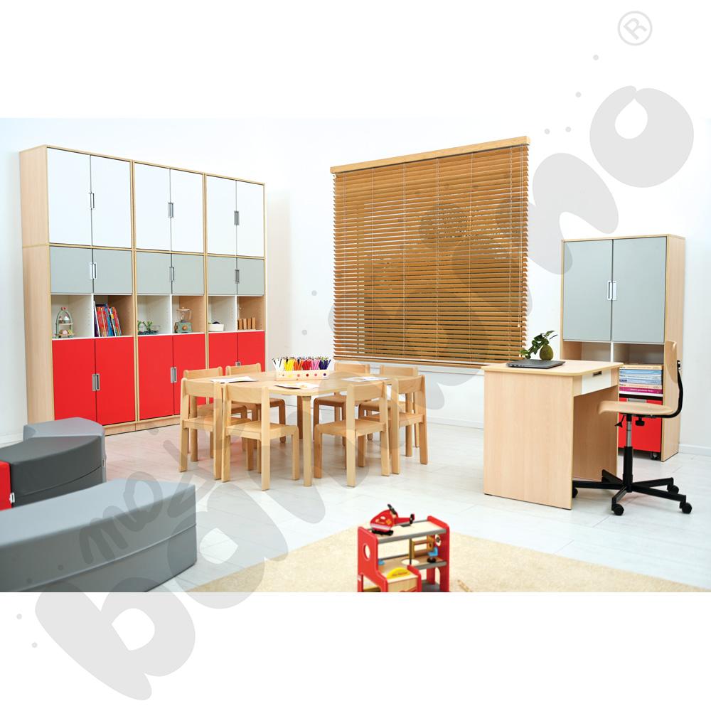 Quadro - biurko z szeroką szufladą - białe, skrzynia klon jasny Quadro - biurko z szeroką szufladą - białe, skrzynia klon jasny