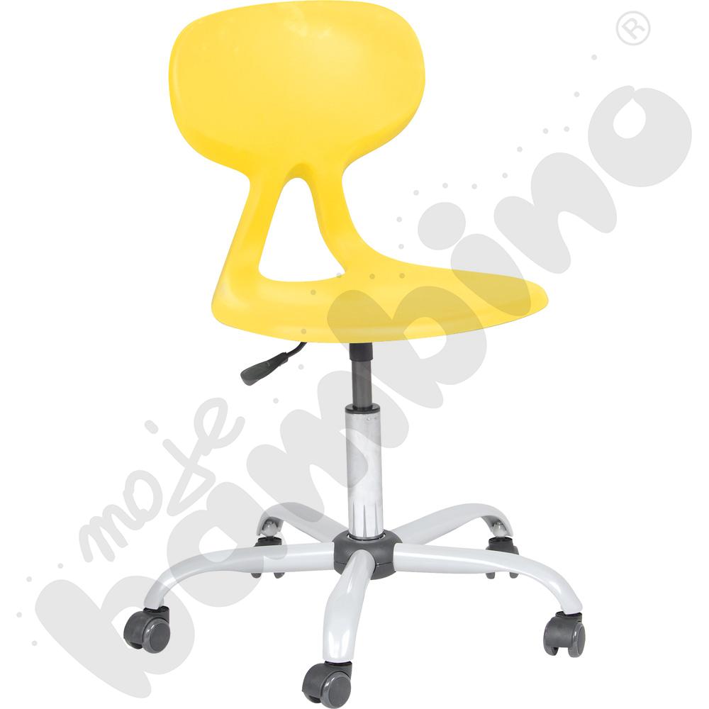 Krzesło Colores obrotowe na kółkach z reg.  wys. żółte