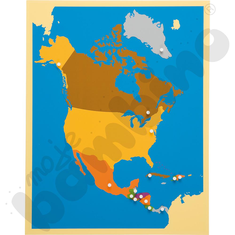 Mapa Ameryki Północnej - puzzle Montessori