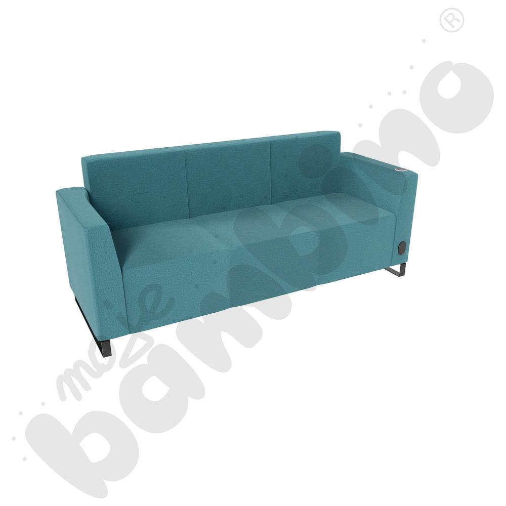 Sofa Universum 3-os. wys. 82 cm, 2 boki niskie, prawy z gniazdkiem elektrycznym i indukcją, tkanina KG09
