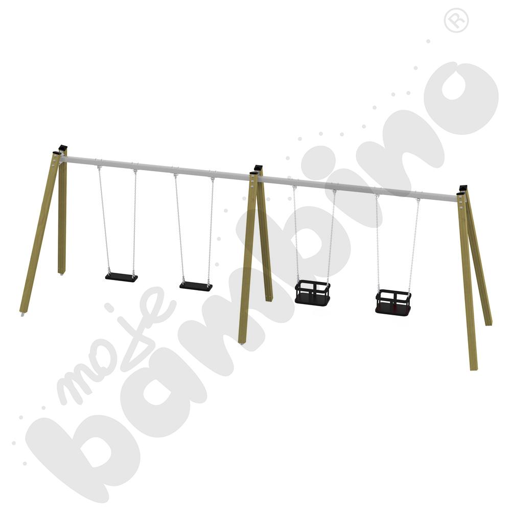 Huśtawka poczwórna drewniana Triangulo/ bez zawiesi