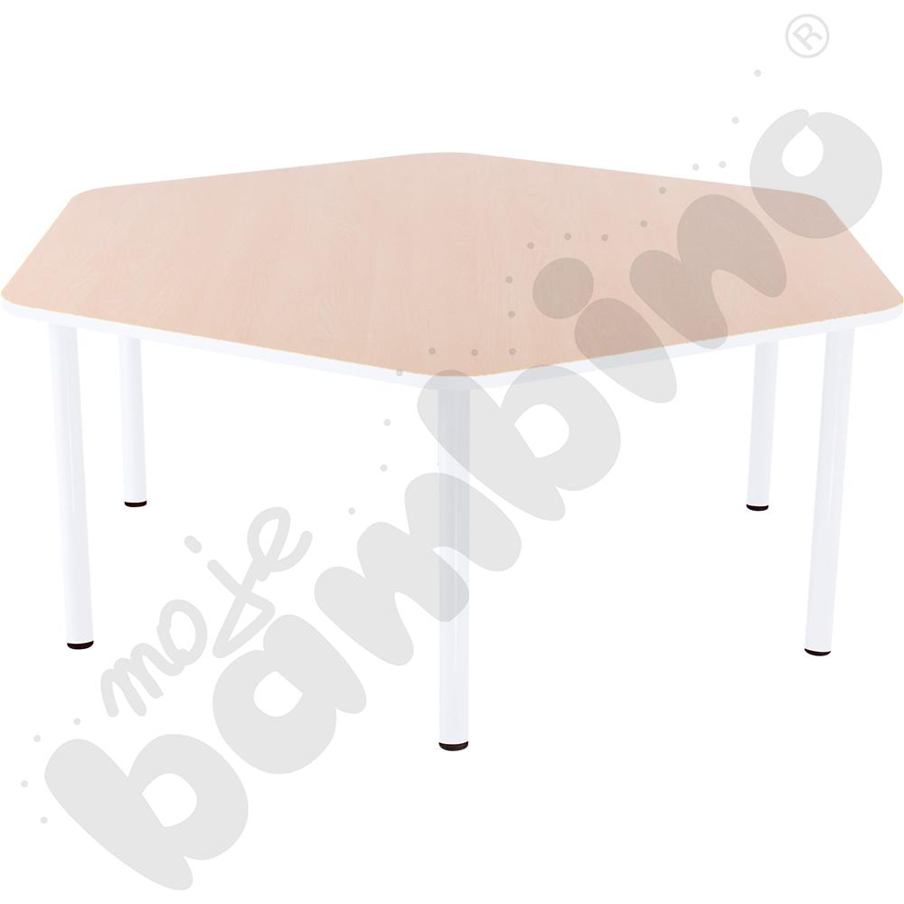 Stół Bambino sześciokątny wys. 52 cm z białym obrzeżem 