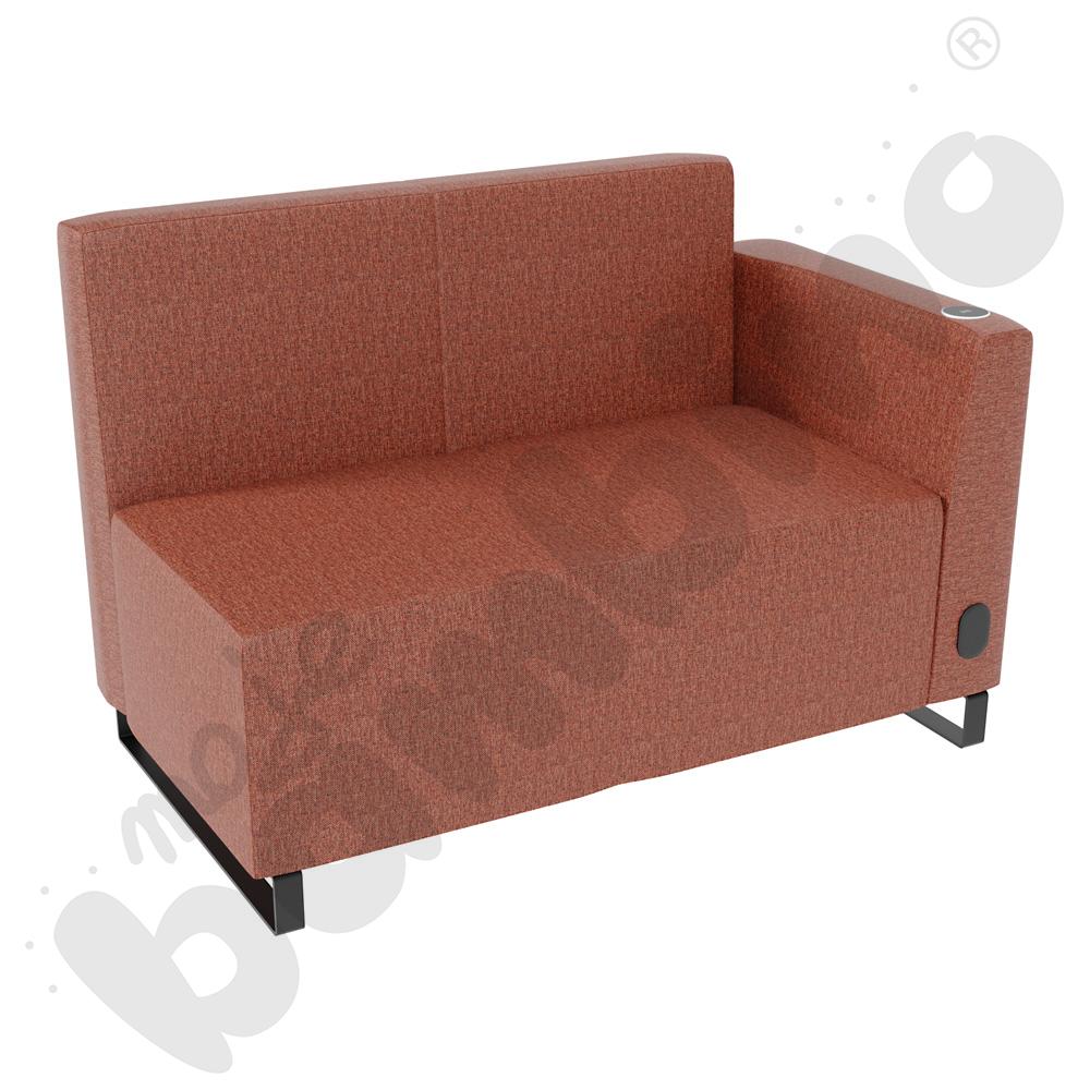 Sofa Universum 2-os. wys. 82 cm, bok niski prawy z gniazdkiem elektrycznym i indukcją, tkanina RO06